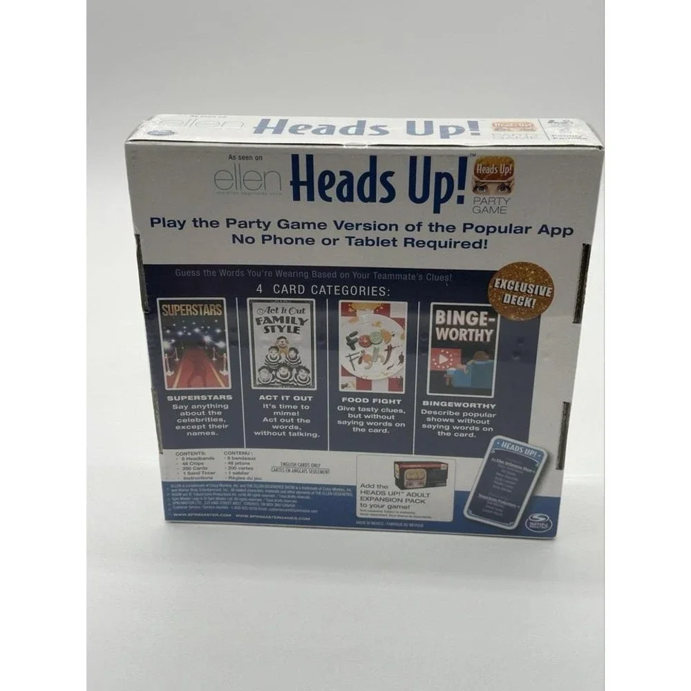 Heads Up! Party Game Trivia 100% Complete 1st Edition‎ Family Fun 2013 Ellen New